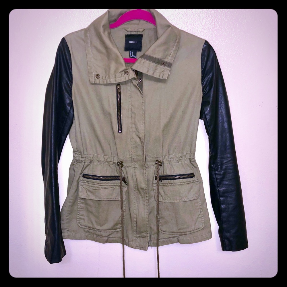 Forever 21 jacket with faux leather sleeves